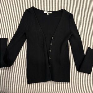 Madewell Black V-Neck Ribbed Tee